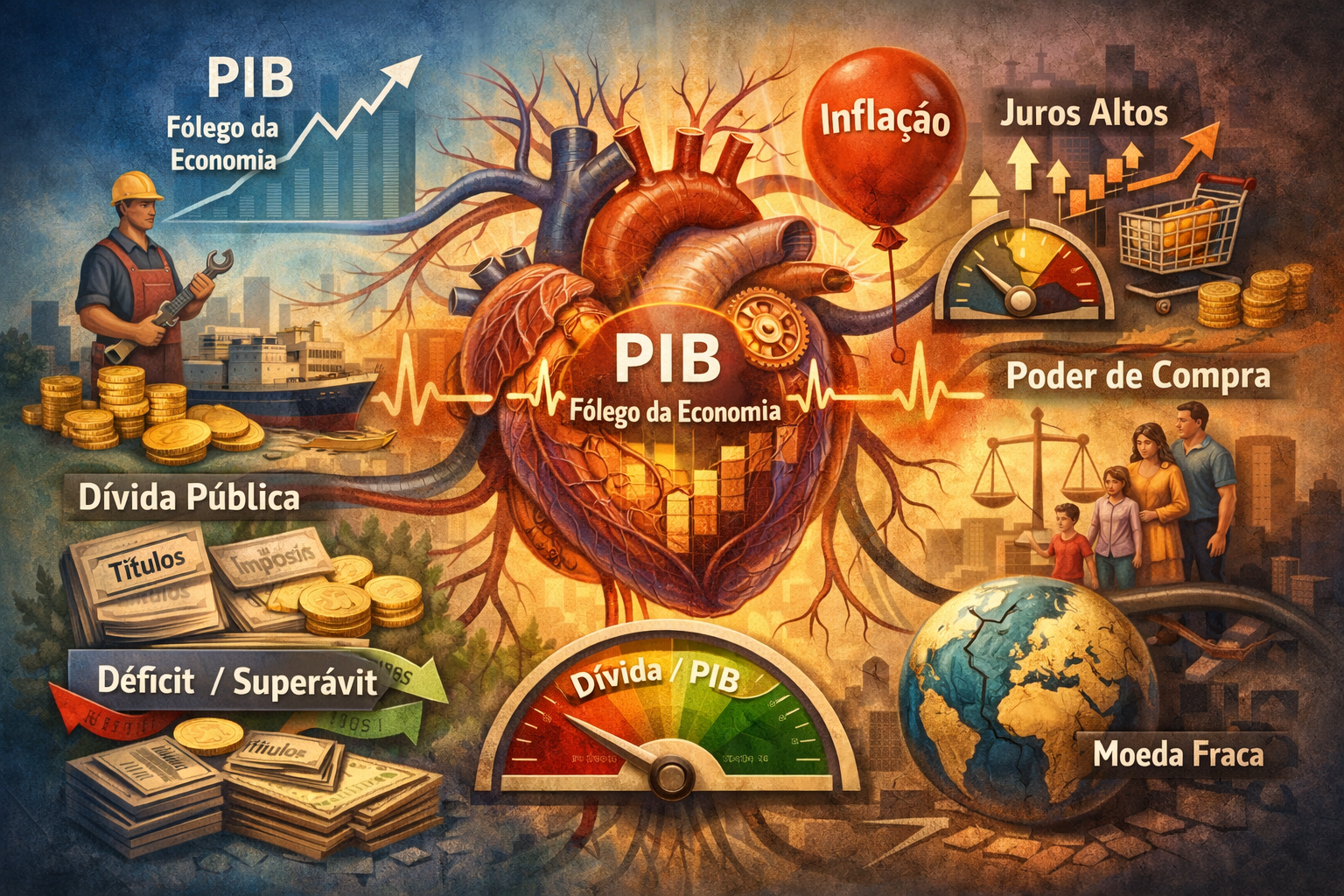 Economia de um País PIB, Dívida, Juros e Poder de Compra